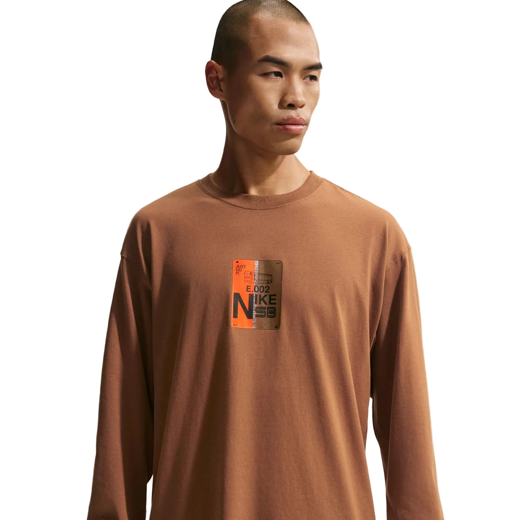 Nike SB Muni Fast Pass Long Sleeve Tee Brown Safety Orange