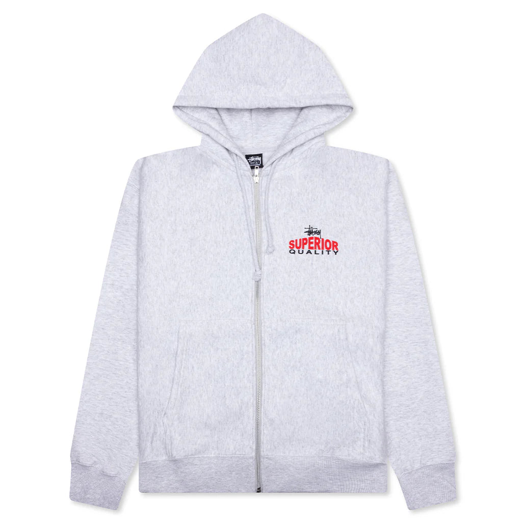 Superior Quality Zip Hoodie Ash Heather