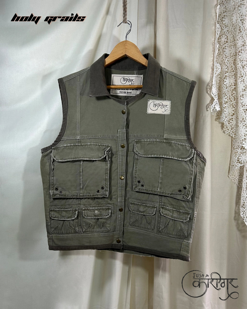 Just A Vest Green Military Vest HG x Just A Karigar