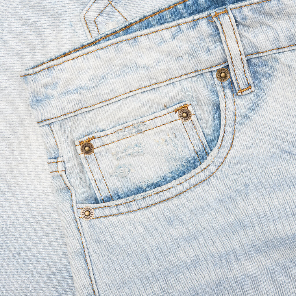 Ian Slim Denim Short Vintage Light Blue