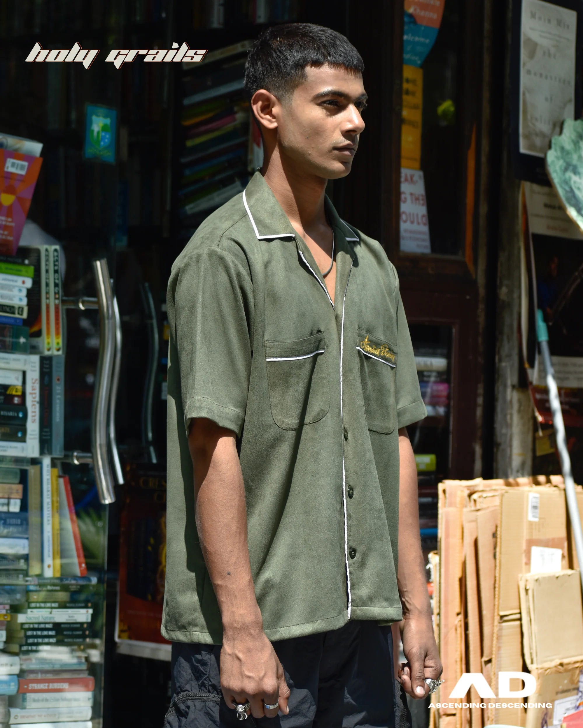 Vintage Suede Seaweed Green Shirt HG x Ascending Descending
