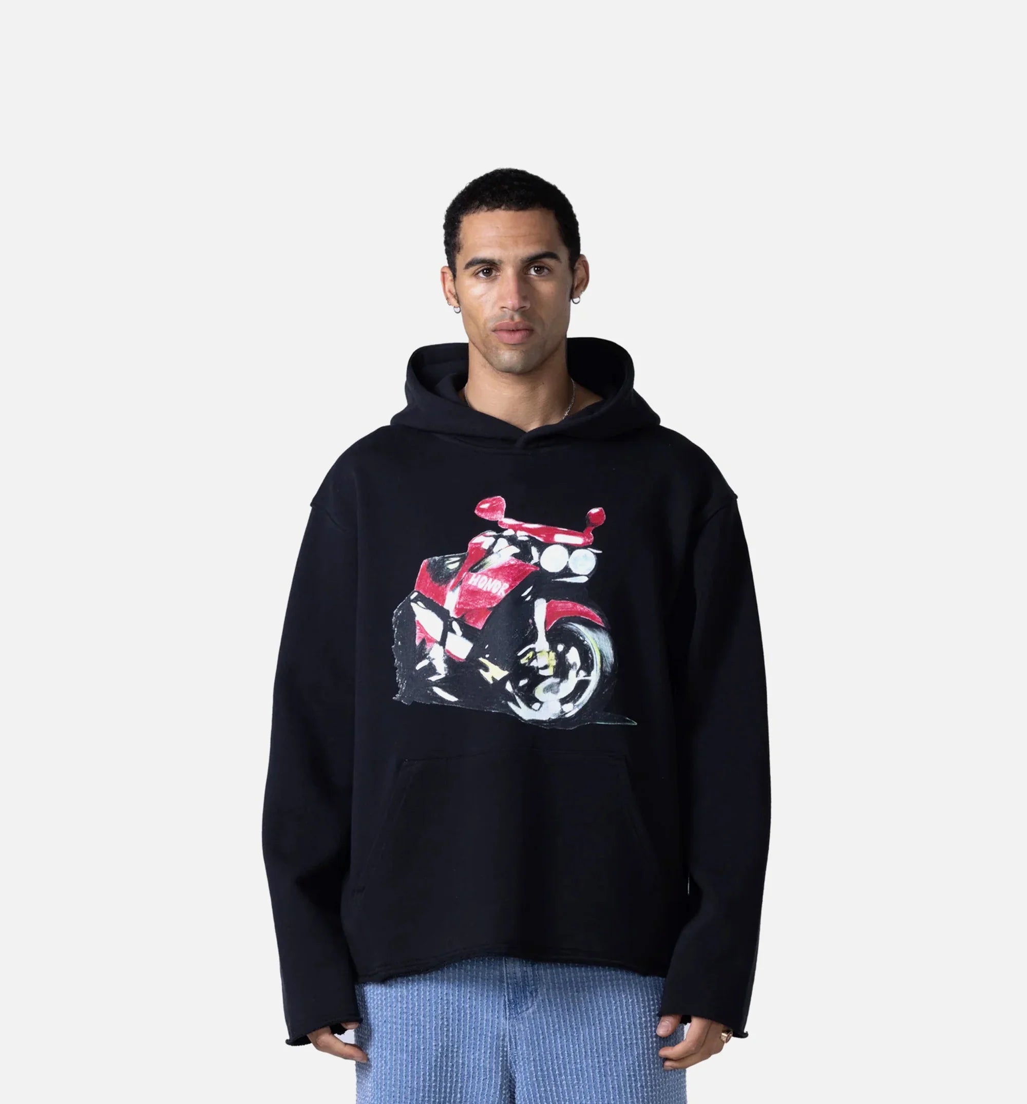 Speedbike Pullover Mens Hoodie Black Pink