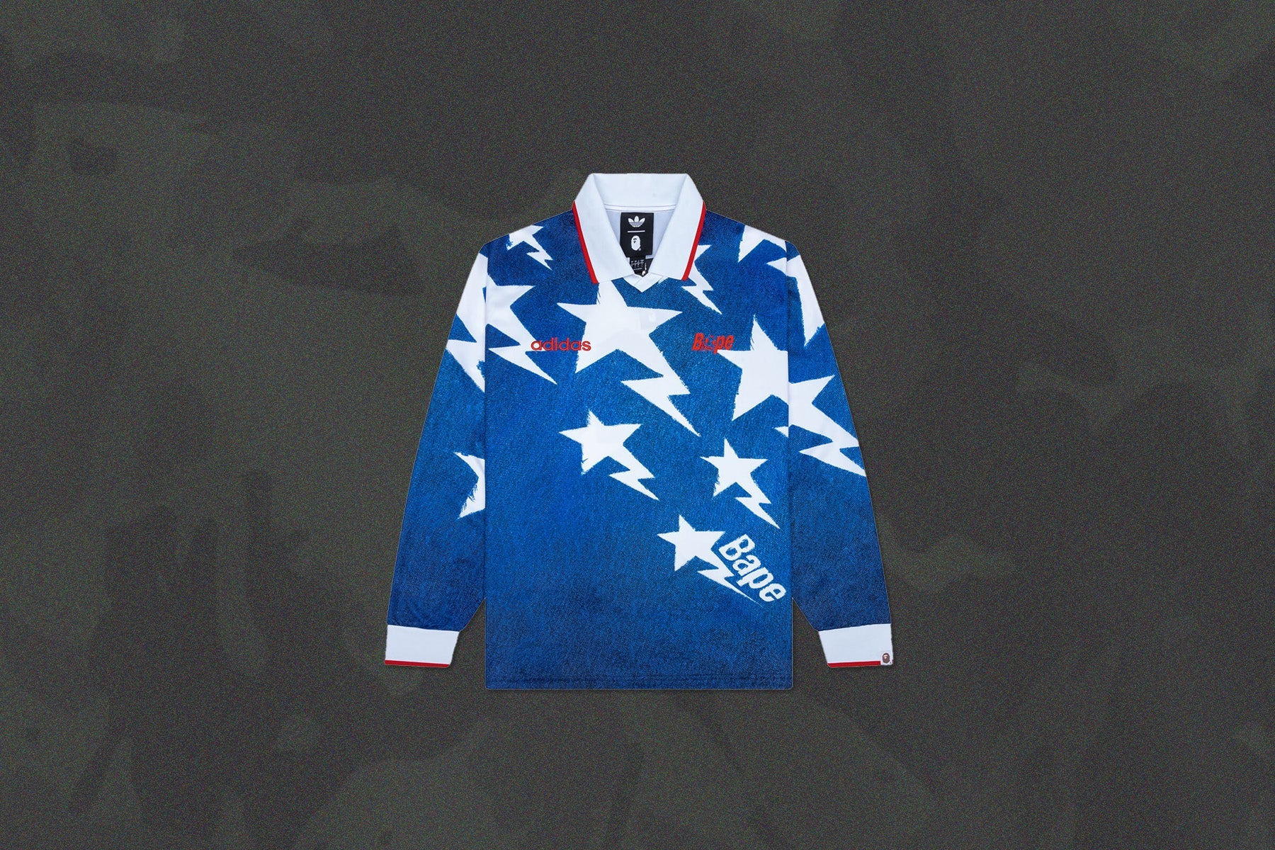 Adidas x BAPE L S Star Jersey Medium Blue Denim