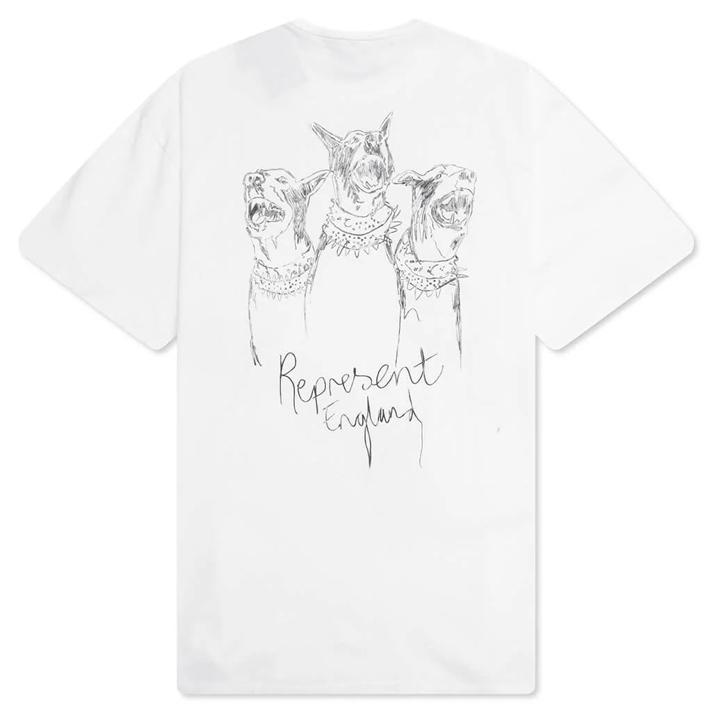 Hand Drawn Thoroughbred Dogs T Shirt Washed Ecru