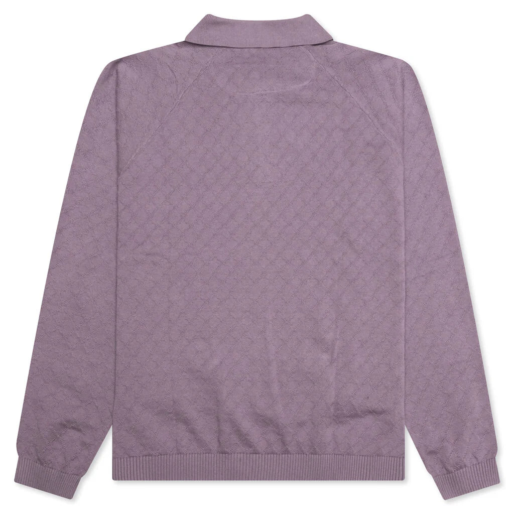 Hogan Pointelle Raglan Sleeve Sweater Polo Mauve