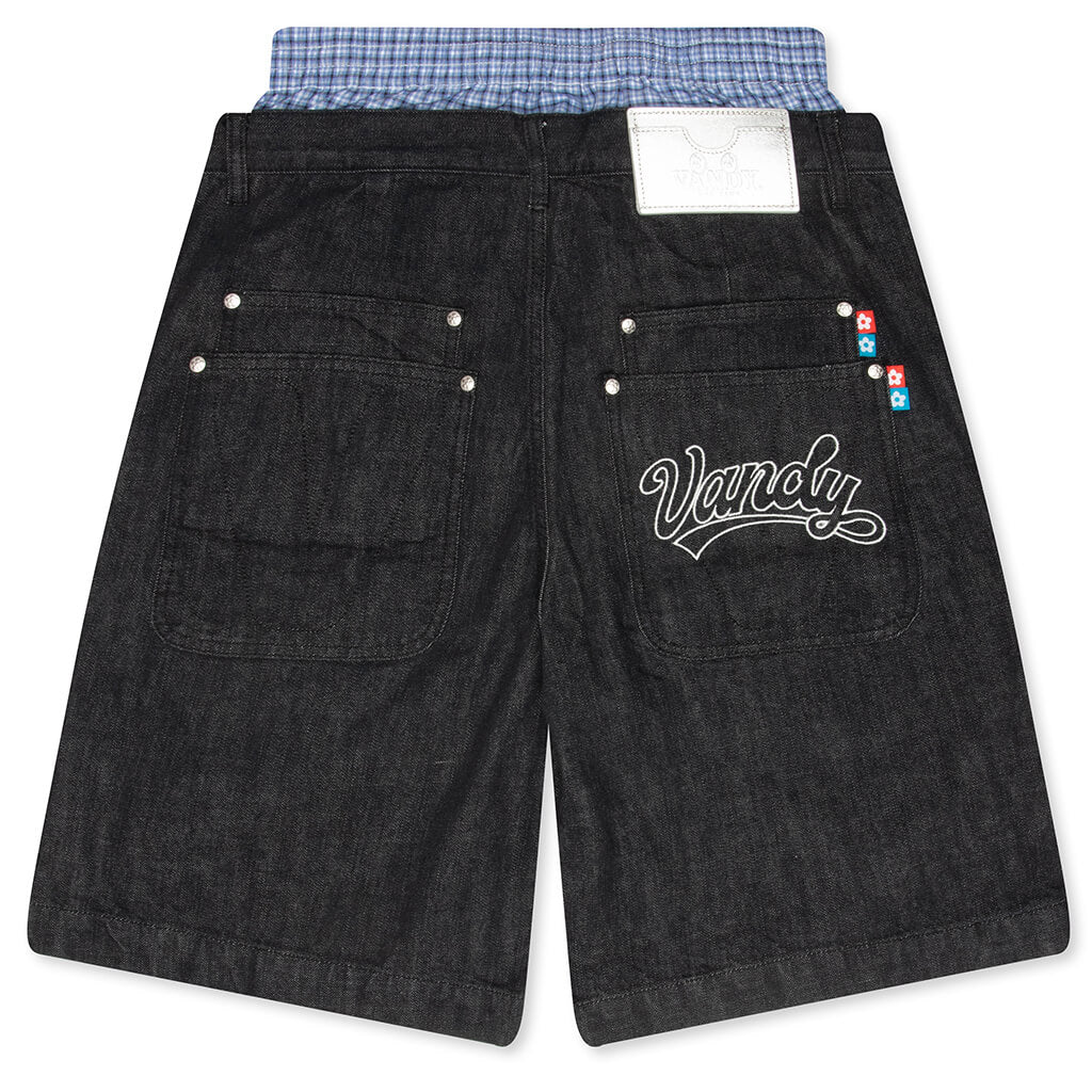 Script Logo Boxer Denim Shorts Dark Blue