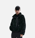 NSW High Pile Cheetah Fleece Zip Up Mens Jacket Black Sail