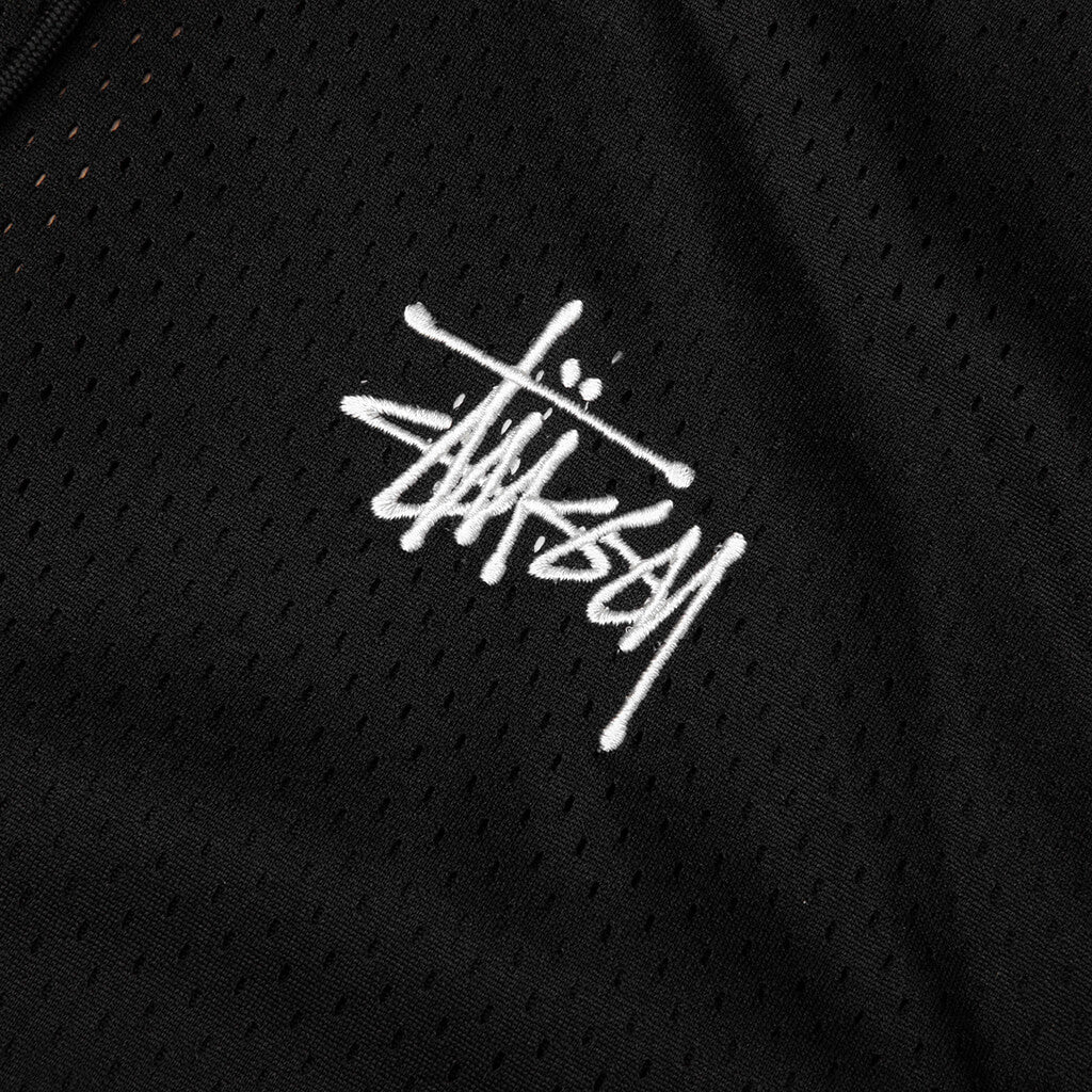 Athletic Mesh Zip Hood Black