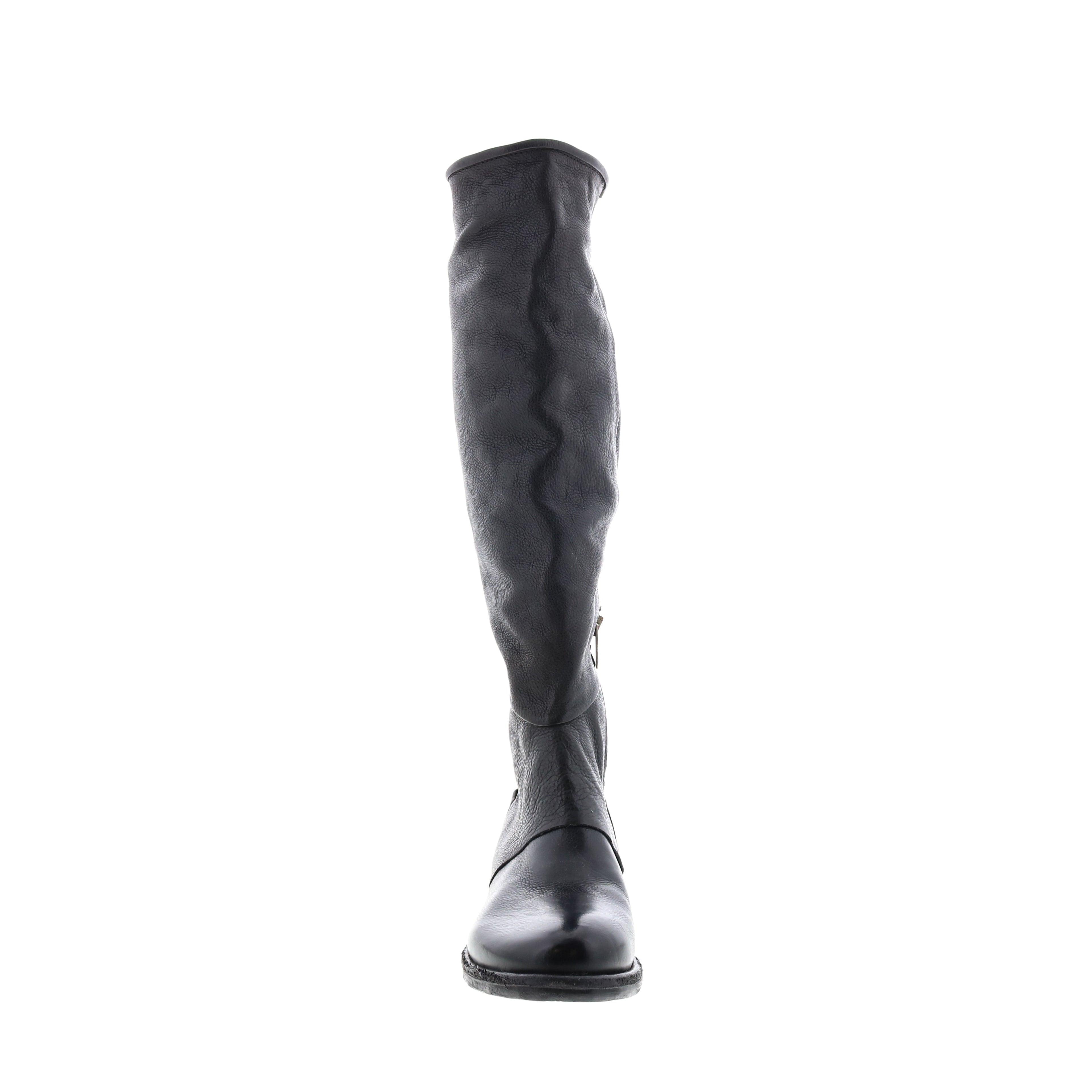 Teagan 516317-101 Womens Black Leather Zipper Knee High Boots
