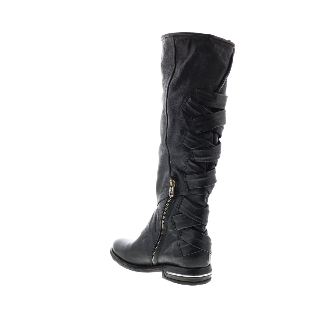 Teagan 516317-101 Womens Black Leather Zipper Knee High Boots