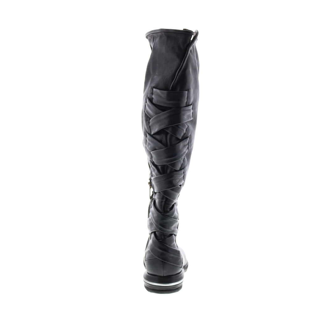 Teagan 516317-101 Womens Black Leather Zipper Knee High Boots