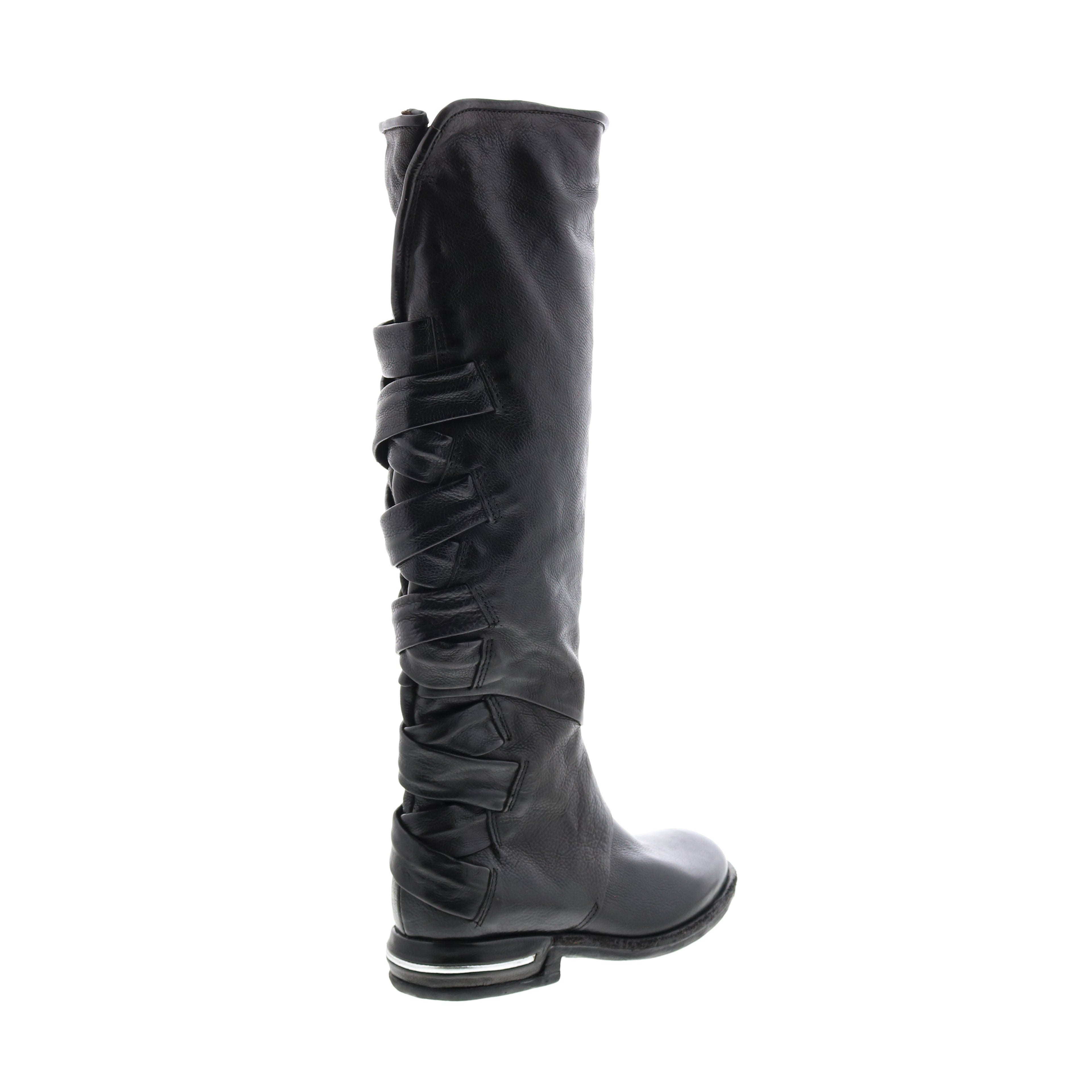 Teagan 516317-101 Womens Black Leather Zipper Knee High Boots