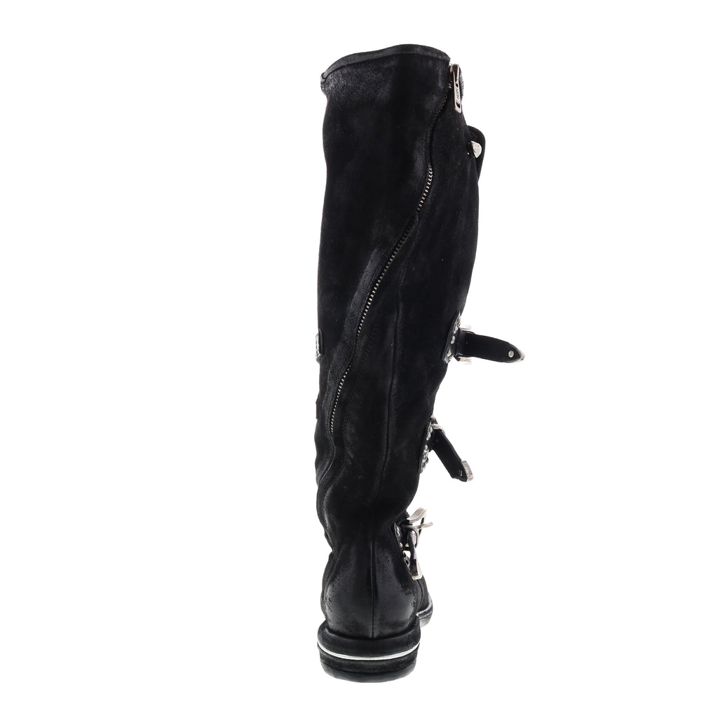 Trigg 516323-201 Womens Black Leather Hook & Loop Knee High Boots