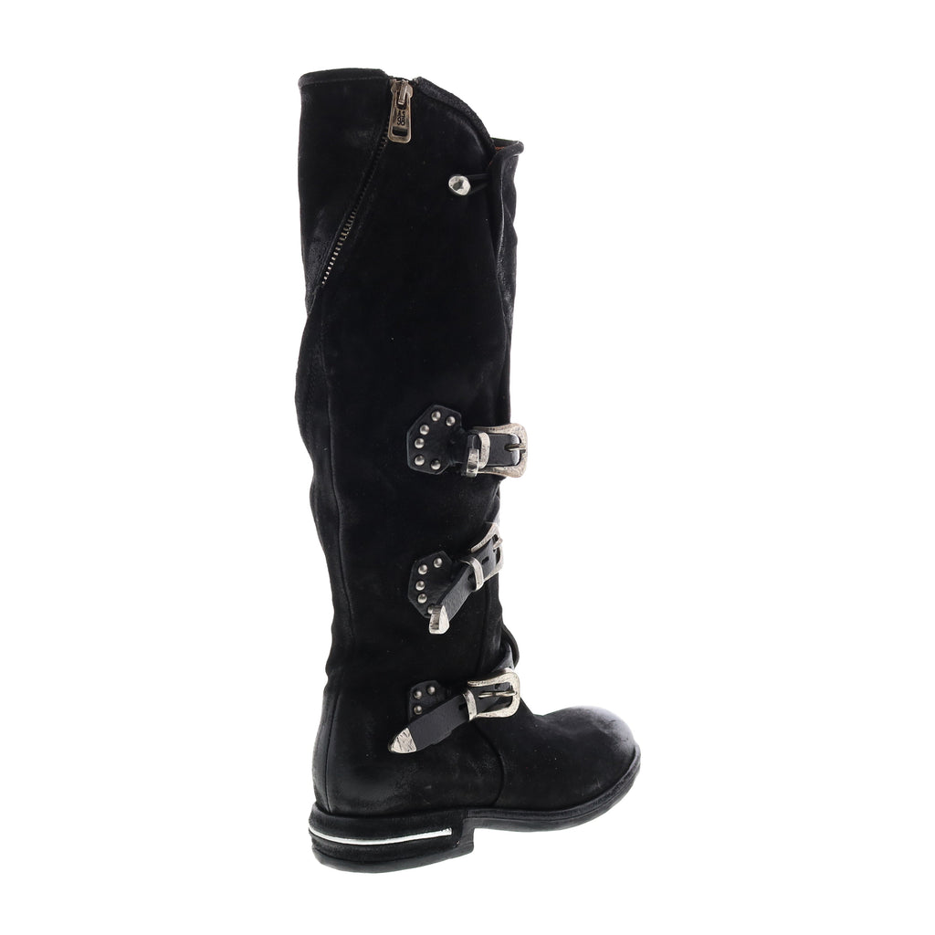 Trigg 516323-201 Womens Black Leather Hook & Loop Knee High Boots