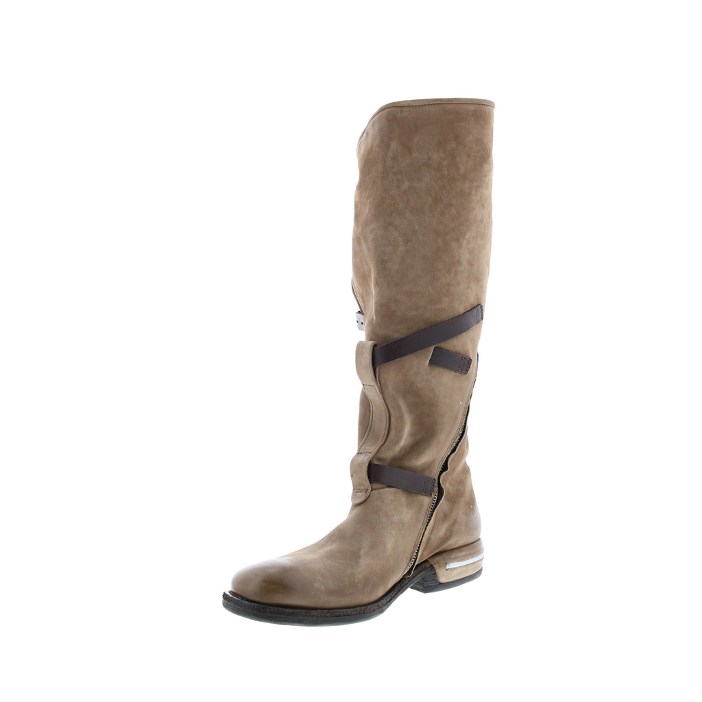Trigg 516323-201 Womens Brown Leather Hook & Loop Knee High Boots