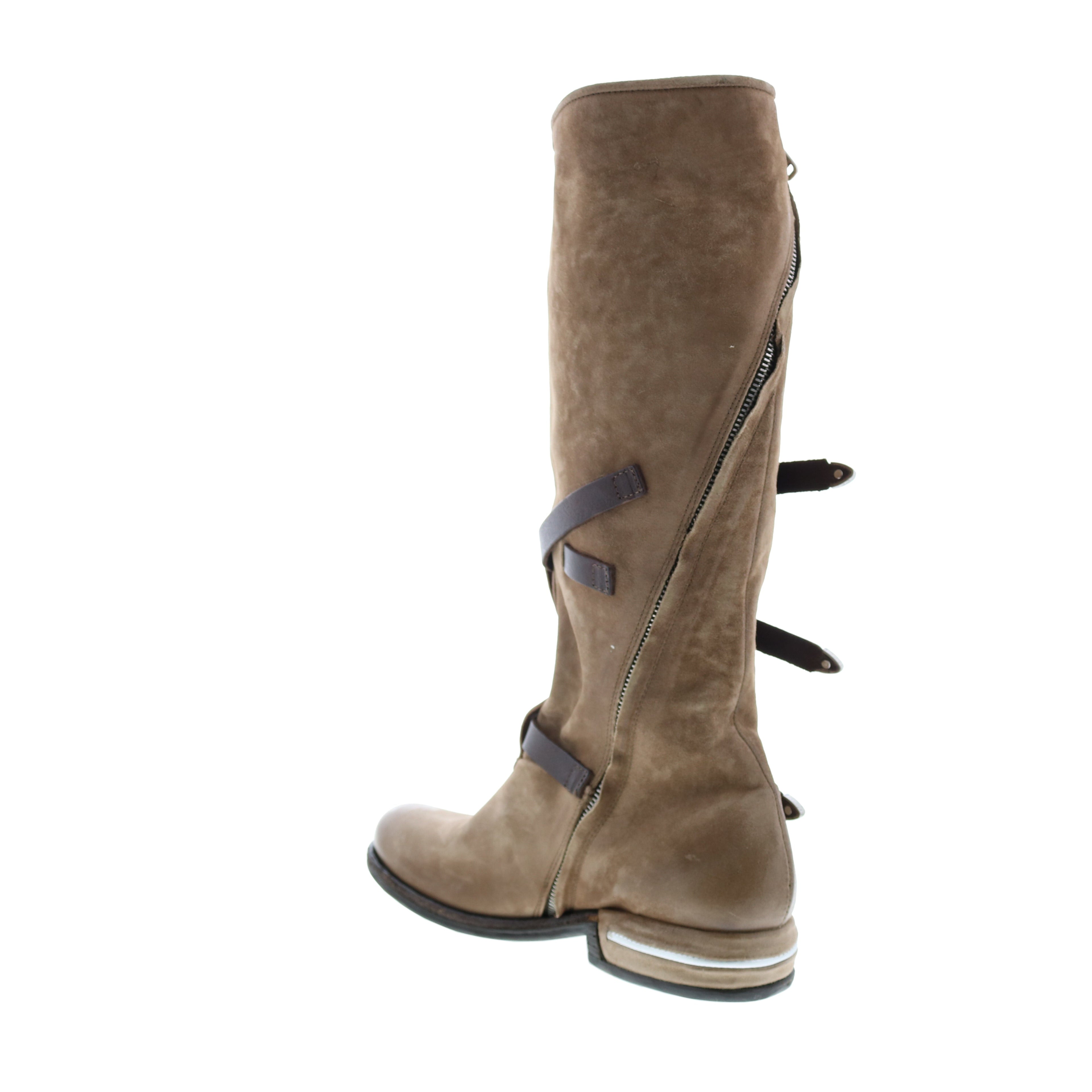 Trigg 516323-201 Womens Brown Leather Hook & Loop Knee High Boots