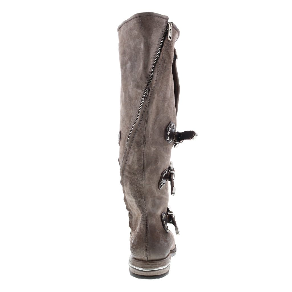 Trigg 516323-203 Womens Gray Leather Hook & Loop Knee High Boots