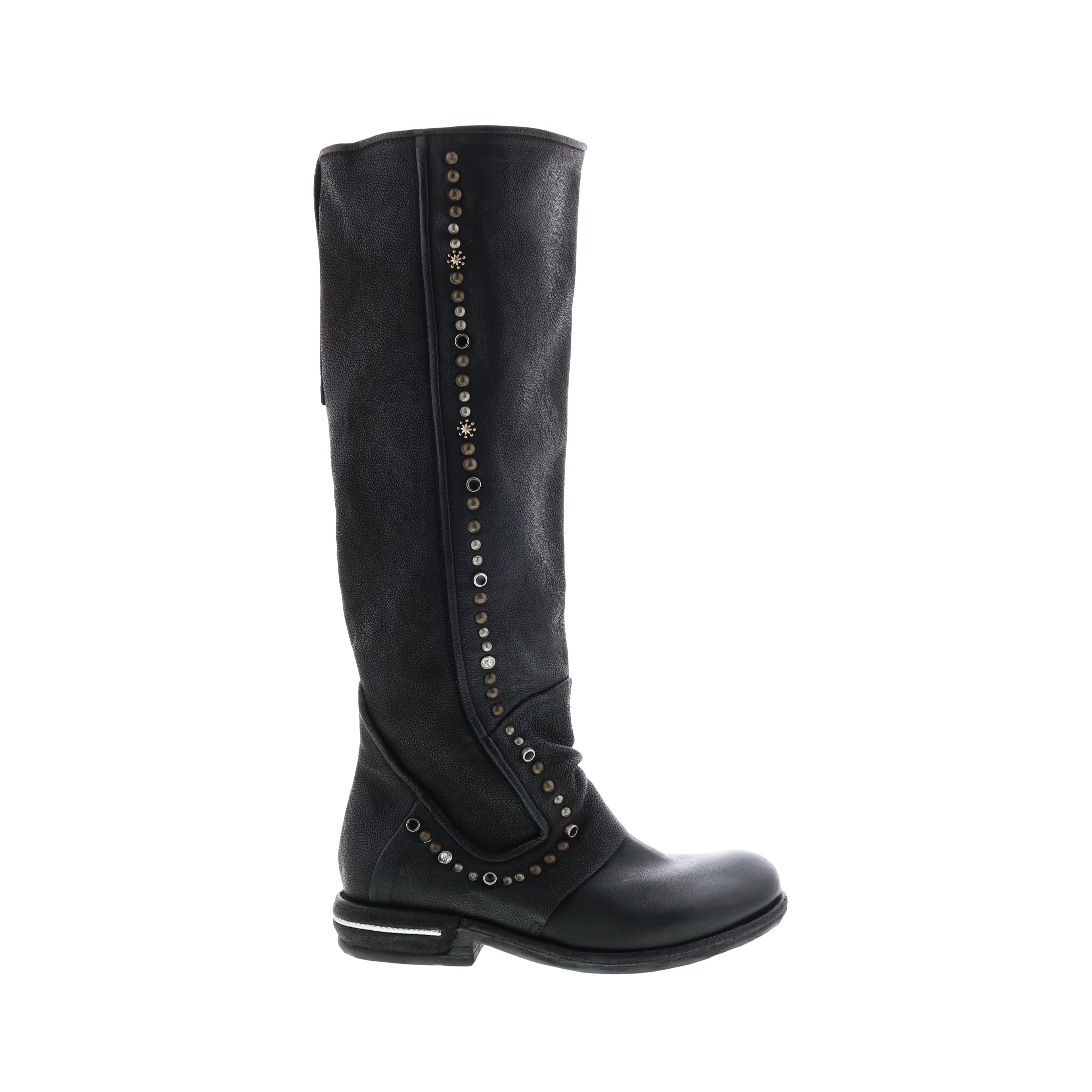 Tye 516338-201 Womens Black Leather Zipper Knee High Boots