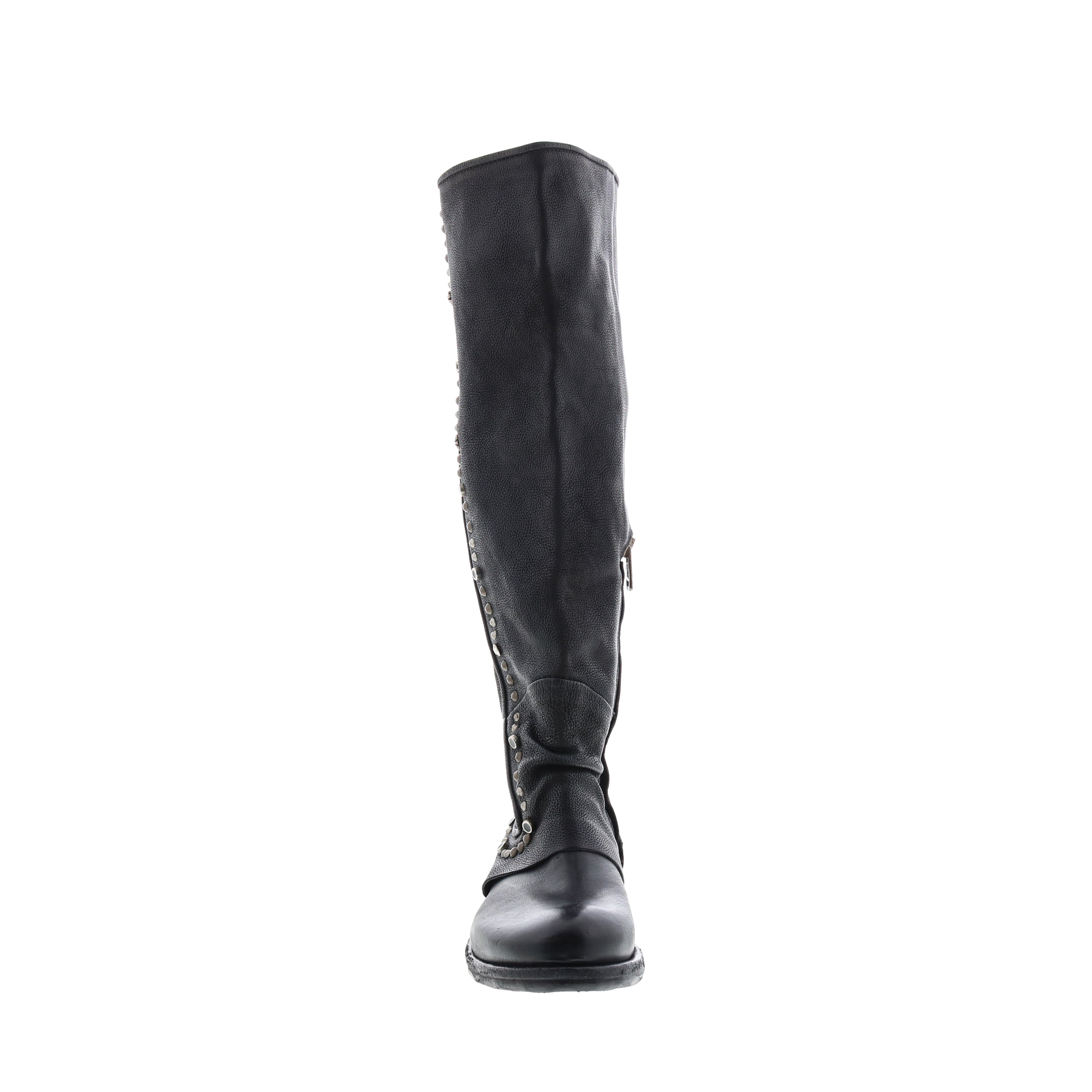 Tye 516338-201 Womens Black Leather Zipper Knee High Boots