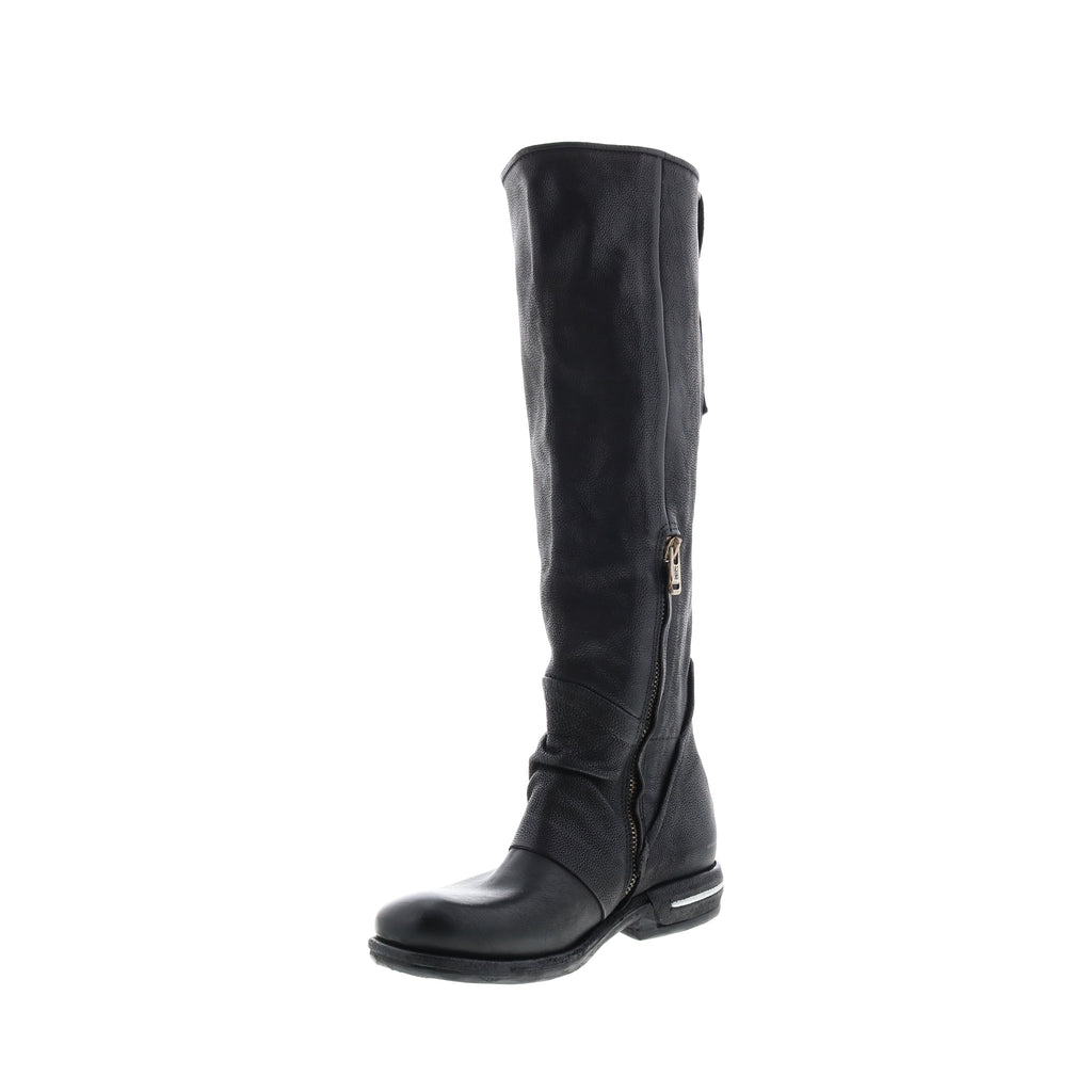Tye 516338-201 Womens Black Leather Zipper Knee High Boots