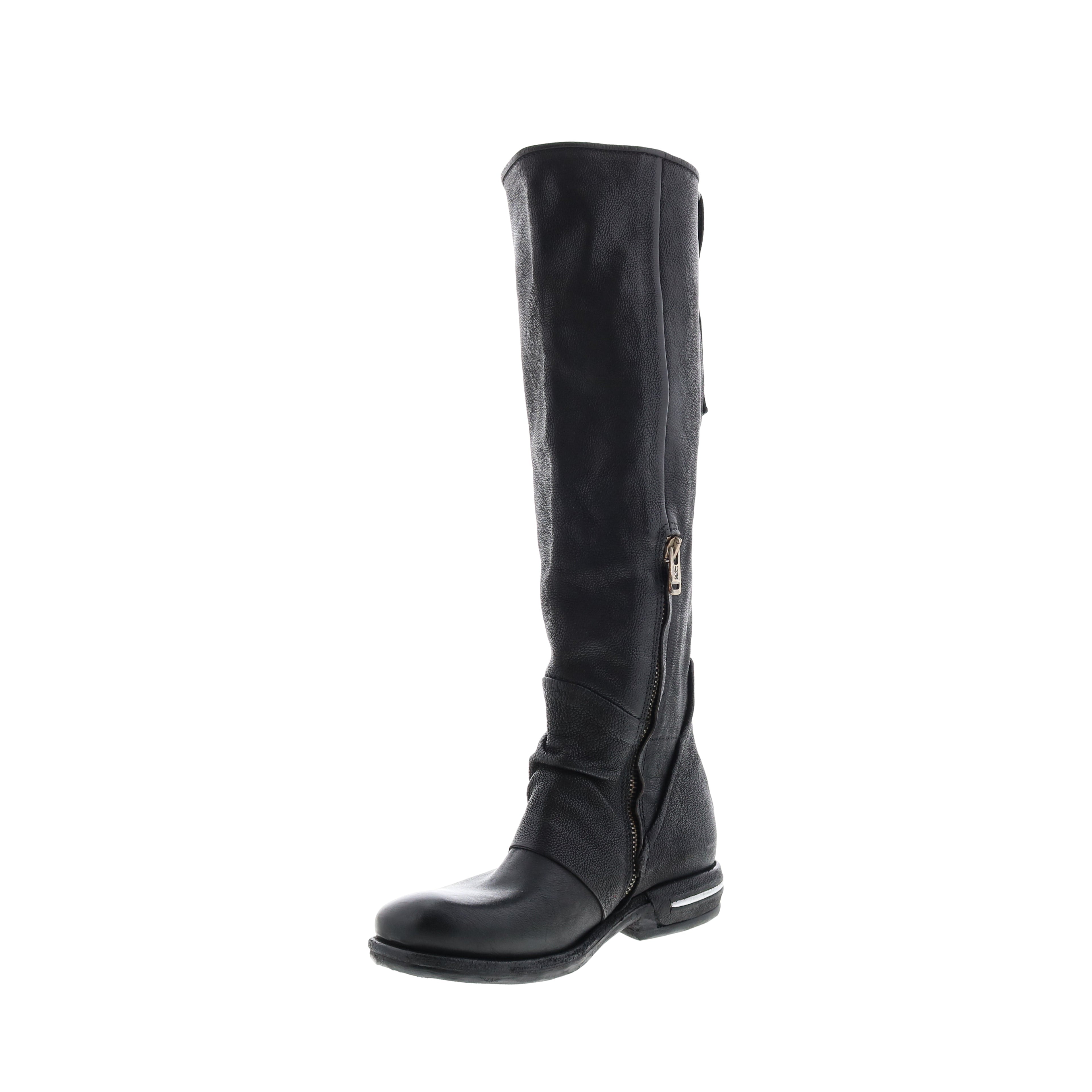 Tye 516338-201 Womens Black Leather Zipper Knee High Boots