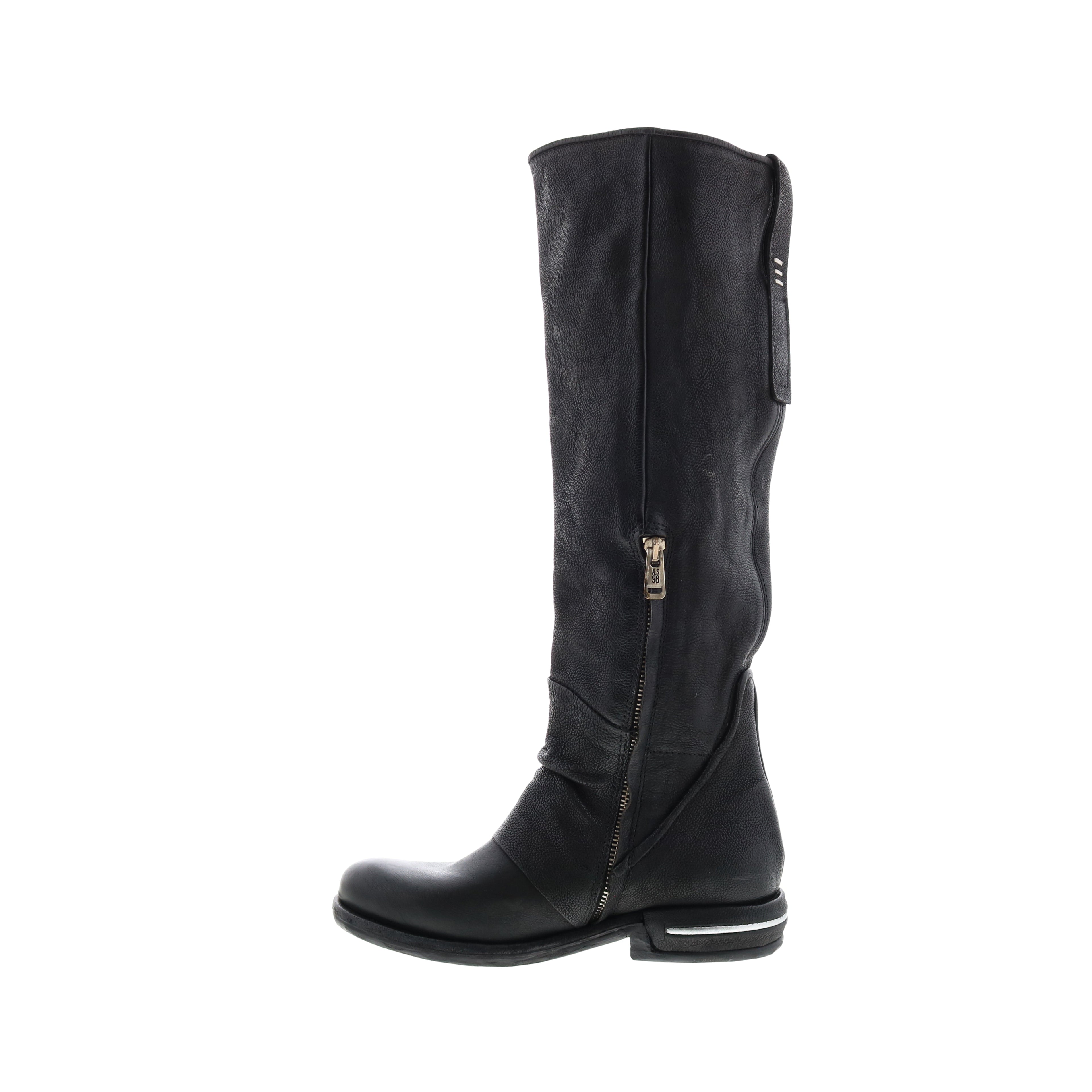 Tye 516338-201 Womens Black Leather Zipper Knee High Boots