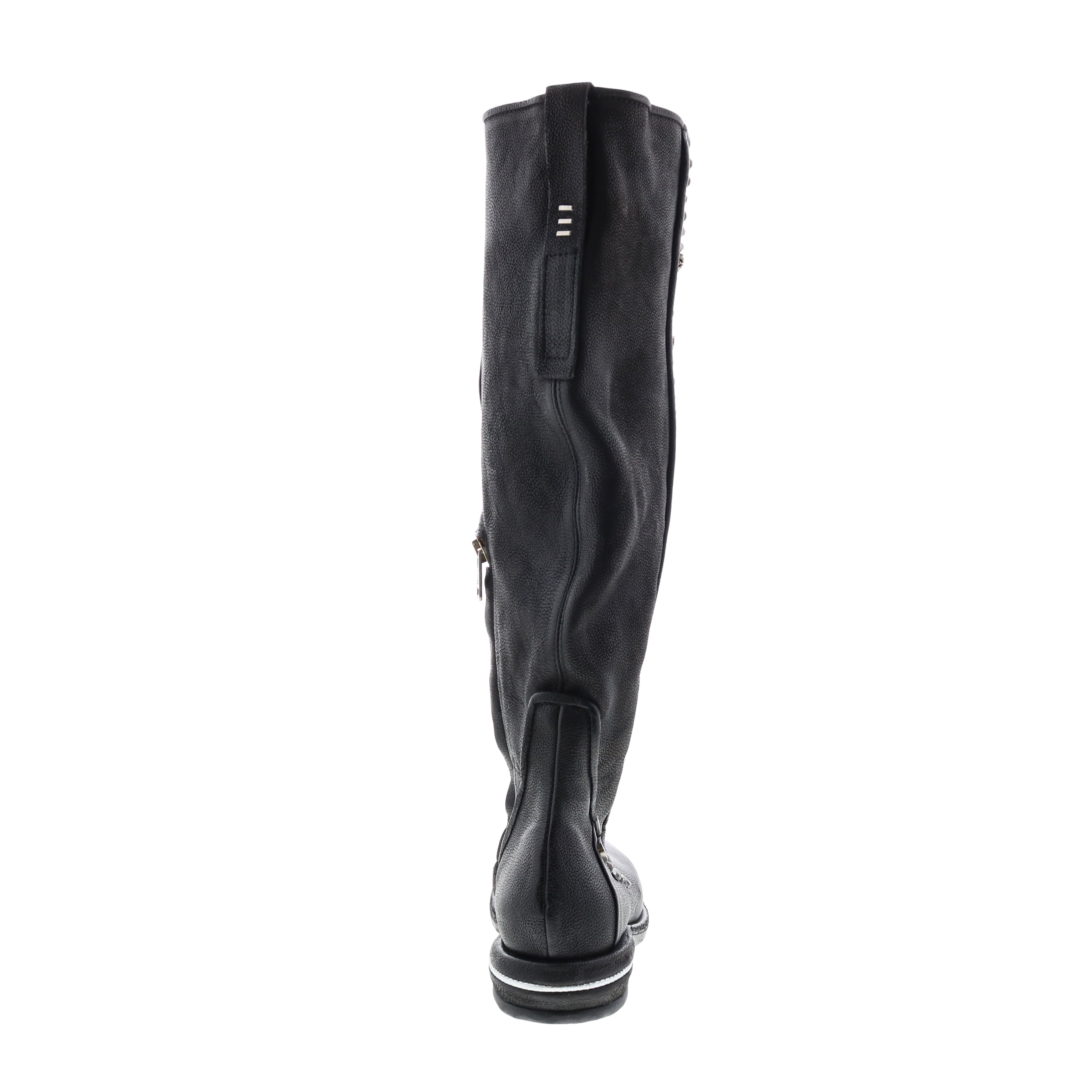 Tye 516338-201 Womens Black Leather Zipper Knee High Boots