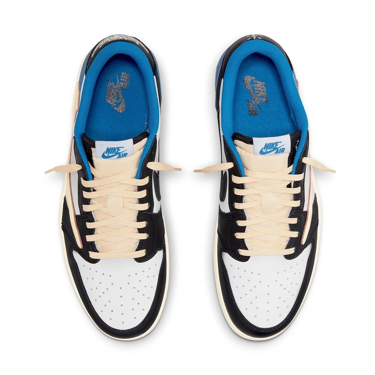 Air Jordan 1 Retro Low x Fragment Design x Travis Scott x Sail Black Military Blue