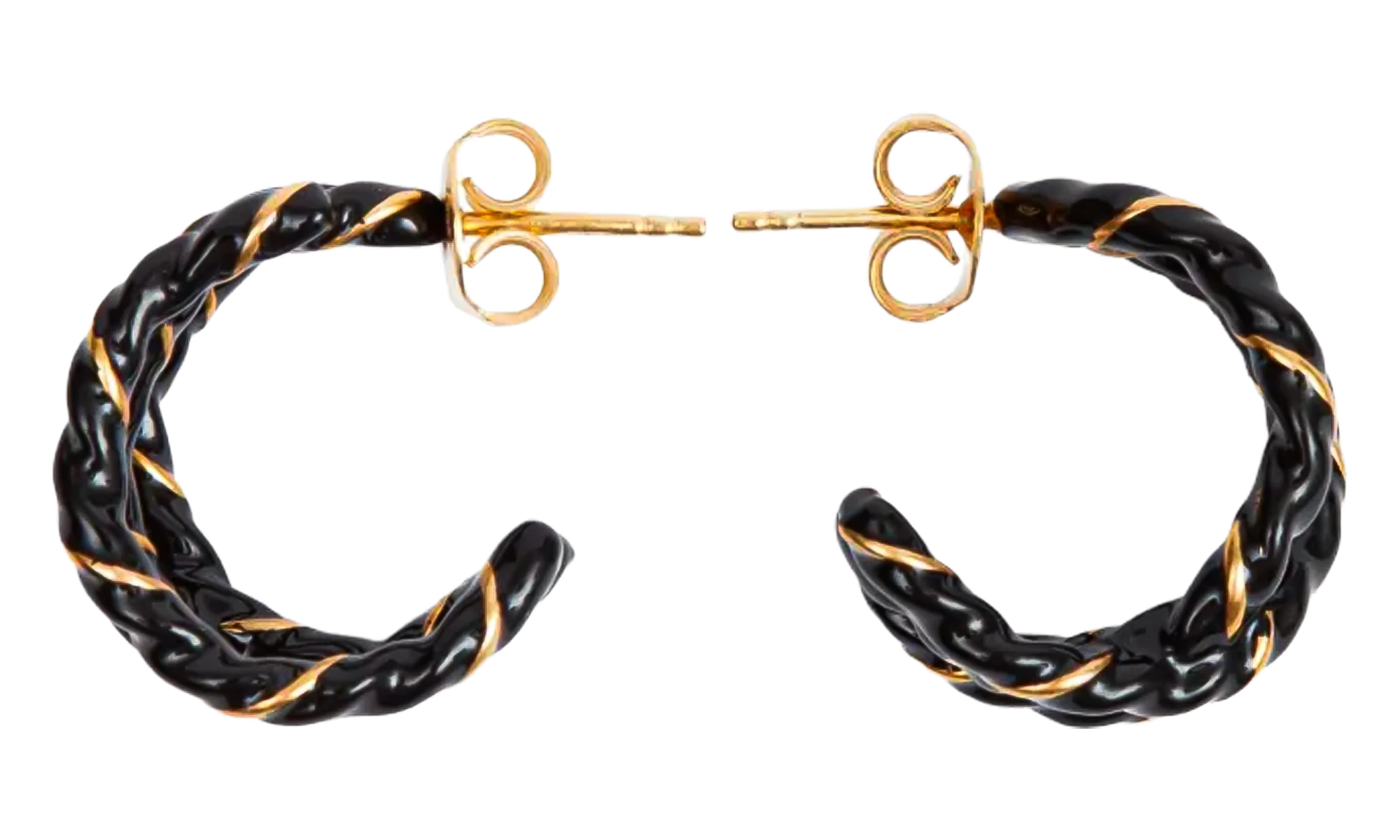 GOLD PLATED TWISTED EARRINGS "Black / Gold" SM1VG0051P6477967