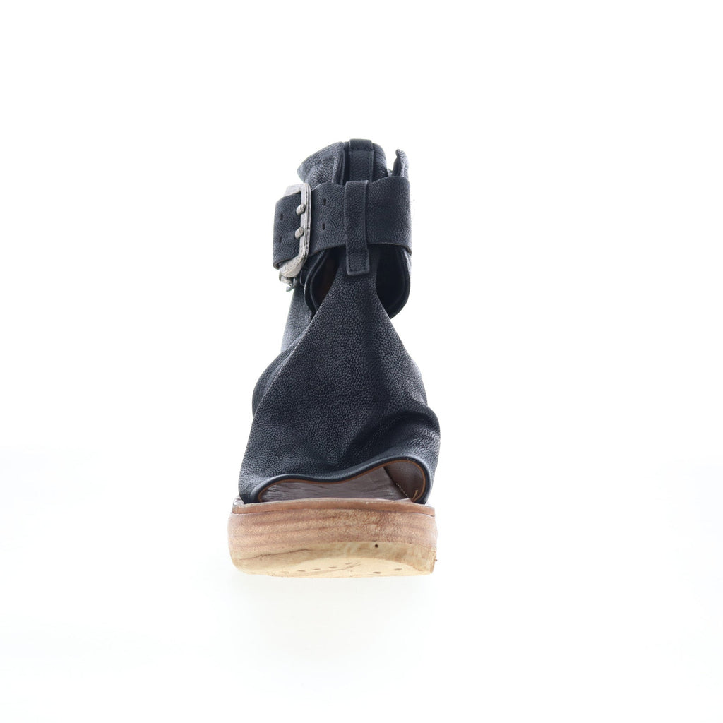 Naya 528036-303-6002 Womens Black Leather Wedges Sandals Shoes
