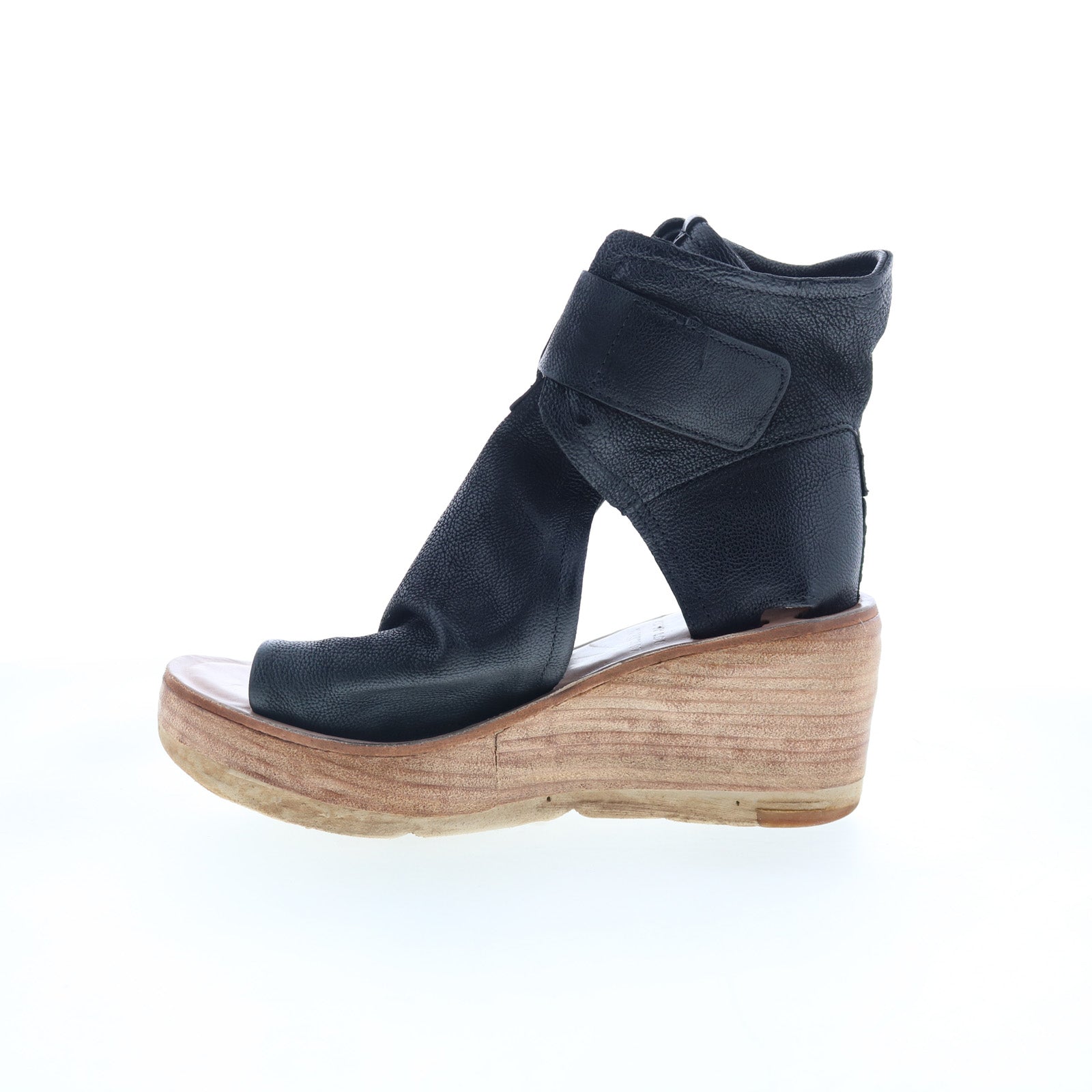 Naya 528036-303-6002 Womens Black Leather Wedges Sandals Shoes