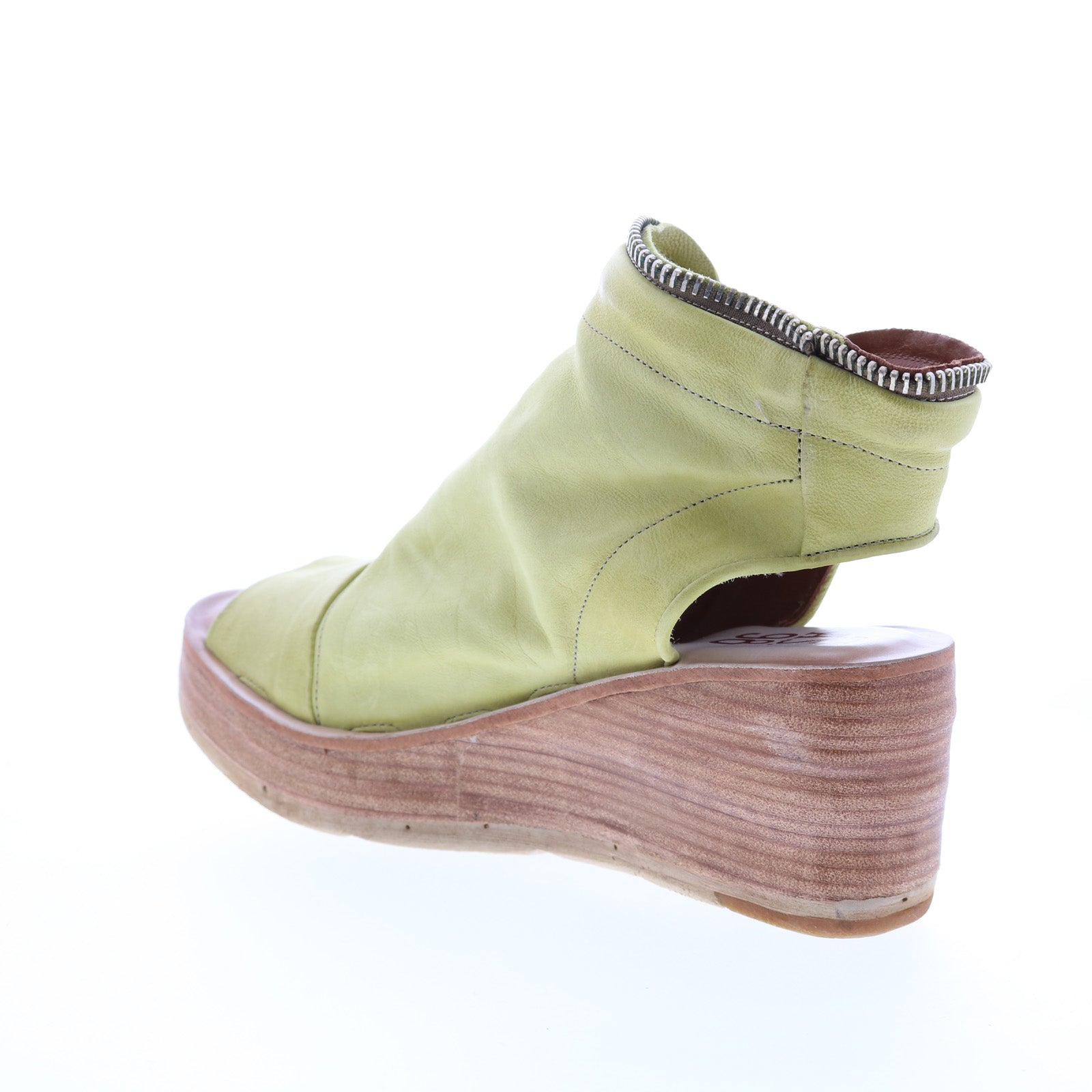 Naylor 528052-501 Womens Green Leather Zipper Sandals Wedges Shoes