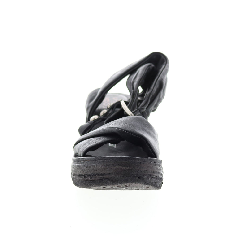 Nolie 528078-201 Womens Black Leather Sandals Wedges Shoes