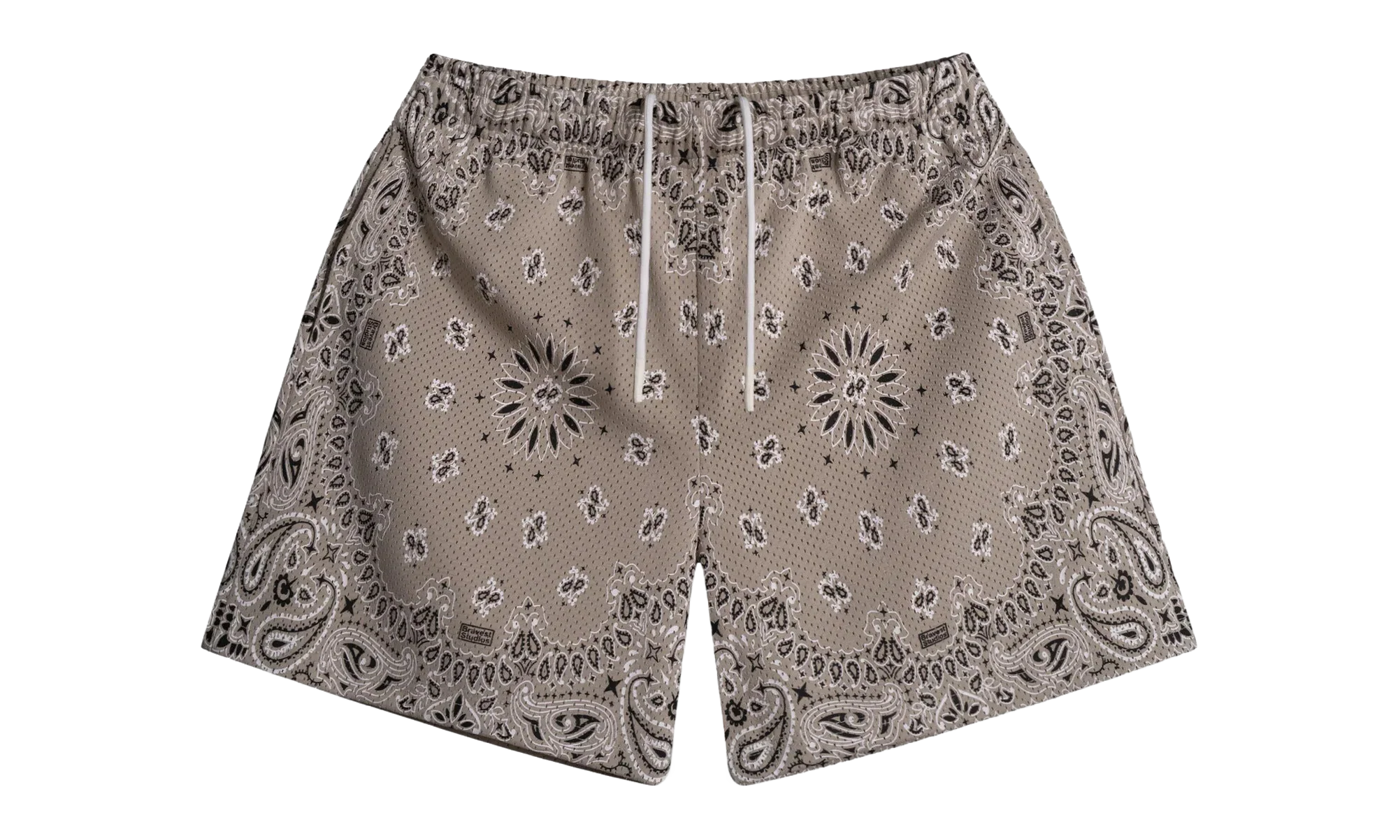 Screenprinted Paisley Two-Tone Shorts "Khaki" BS106