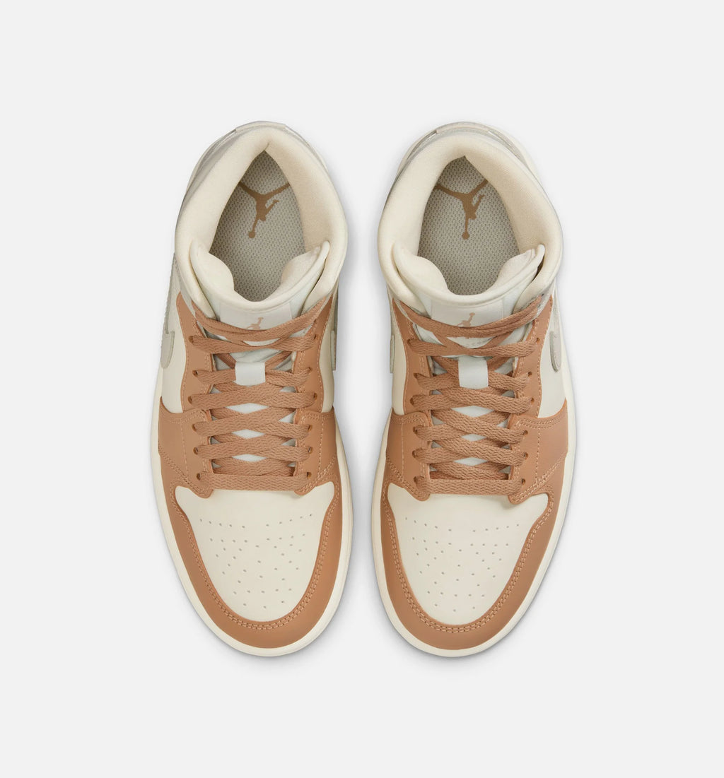 Air Jordan 1 Mid Womens Lifestyle Shoe Pale Ivory Hemp Sail Light Orewood Brown