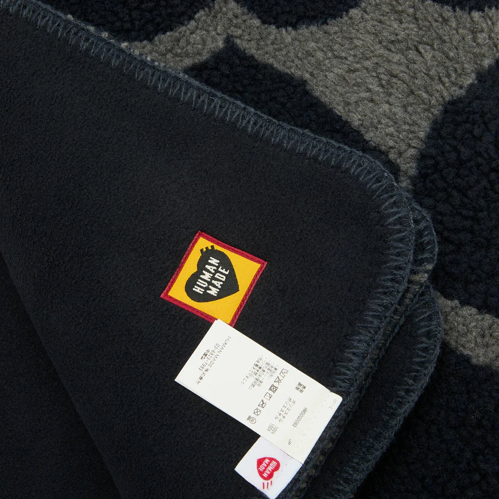 Heart Fleece Blanket Navy