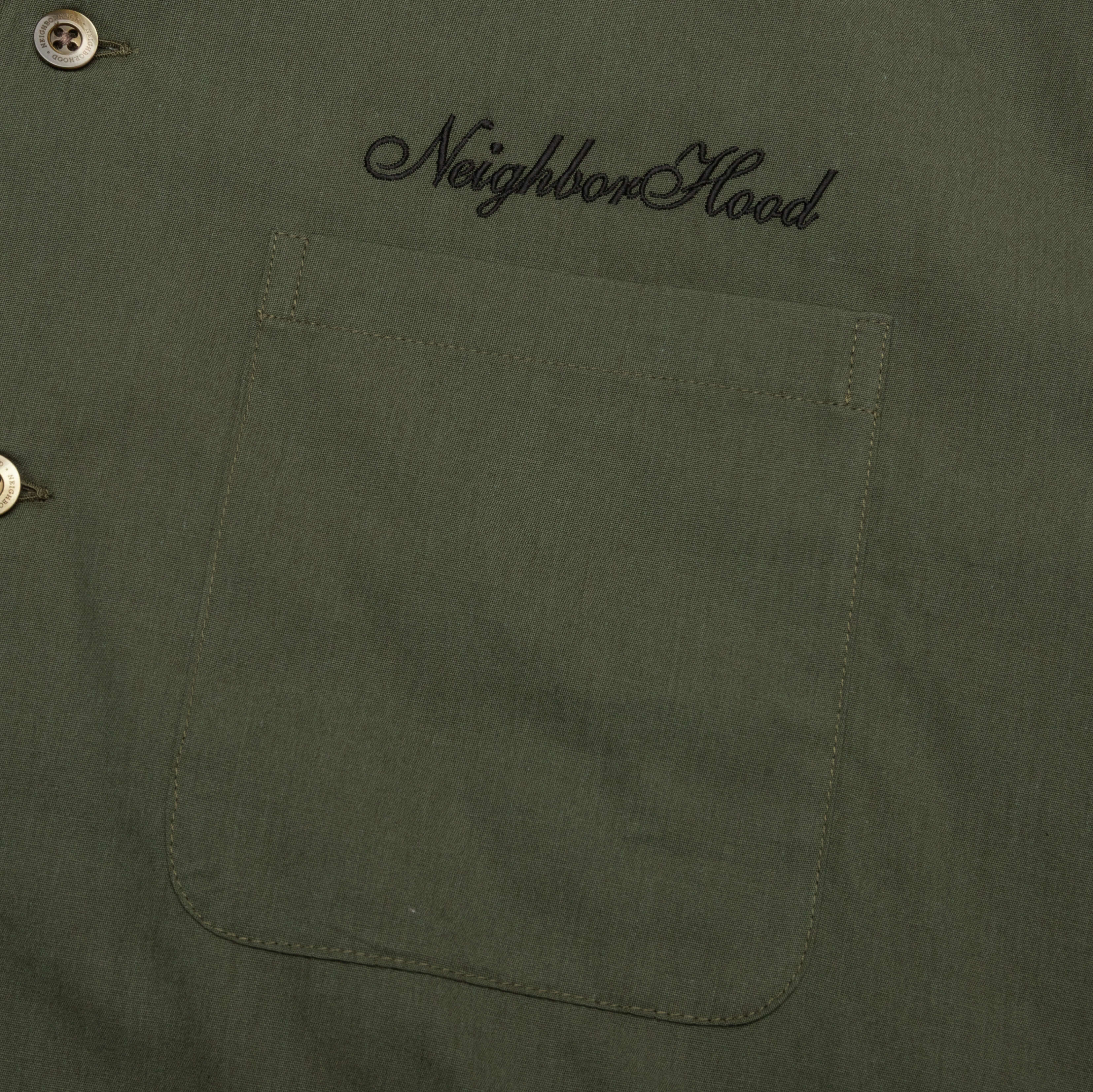 Solid Color Hawaiian S S Shirt Olive Drab