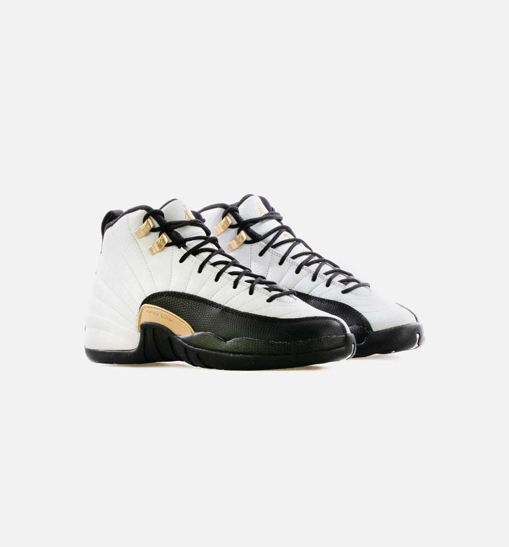 Air Jordan 12 Retro Royalty Grade School Lifestyle Shoe White Black Metallic Gold
