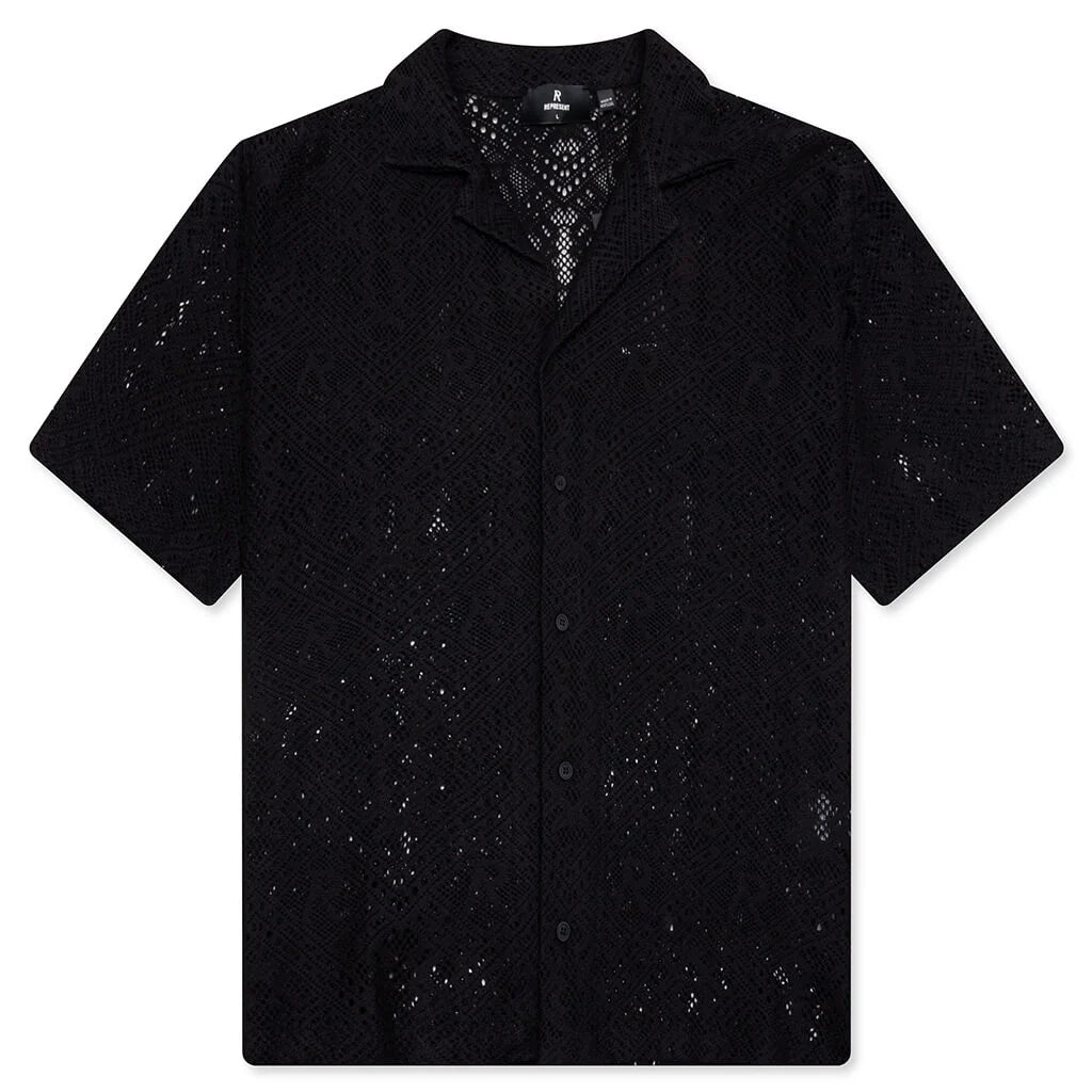 All Over Crochet Shirt Jet Black