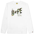 Abc Camo Bape Sta Logo L S Tee White Green