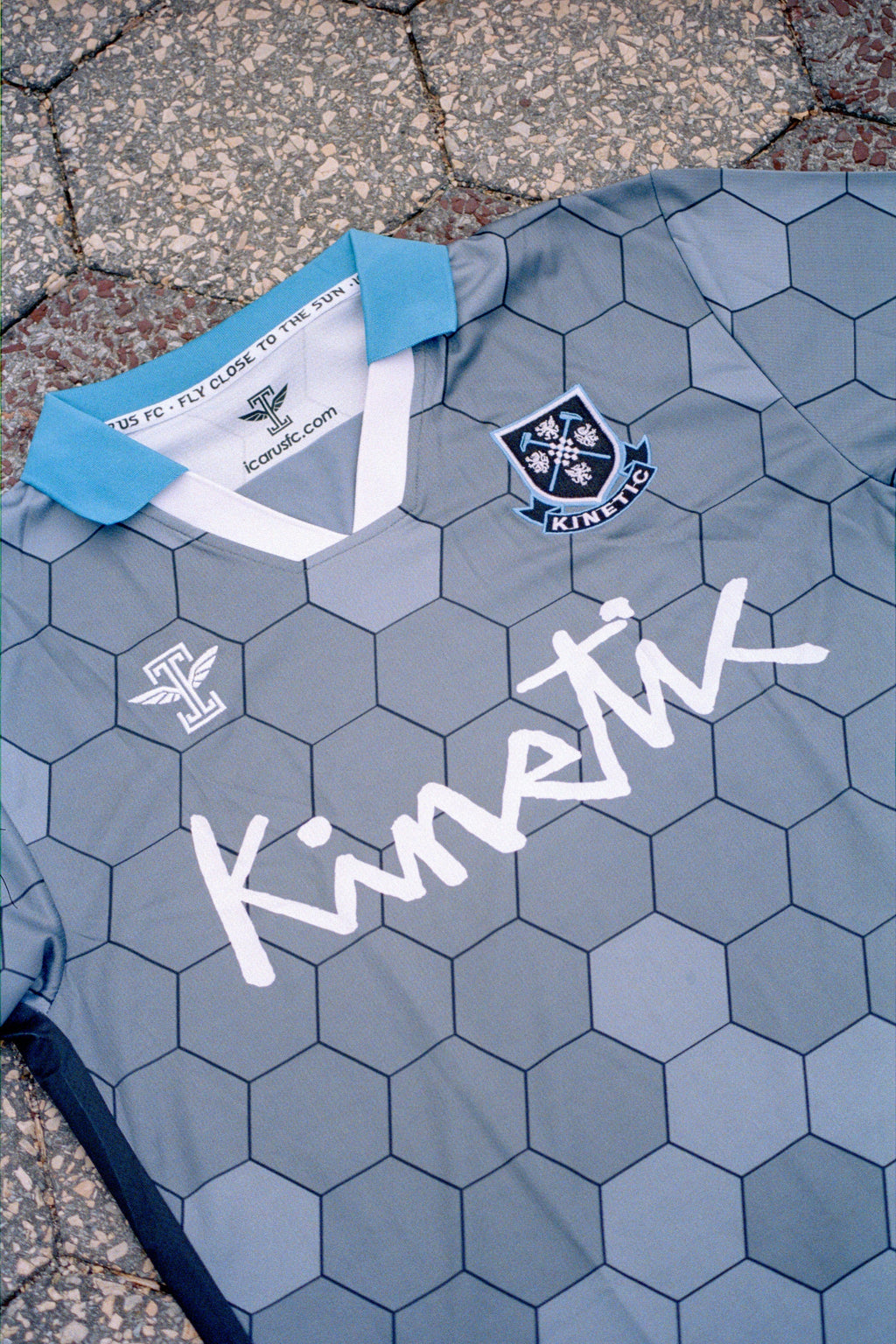 Kinetic Rodney Square Soccer Jersey Blue Grey