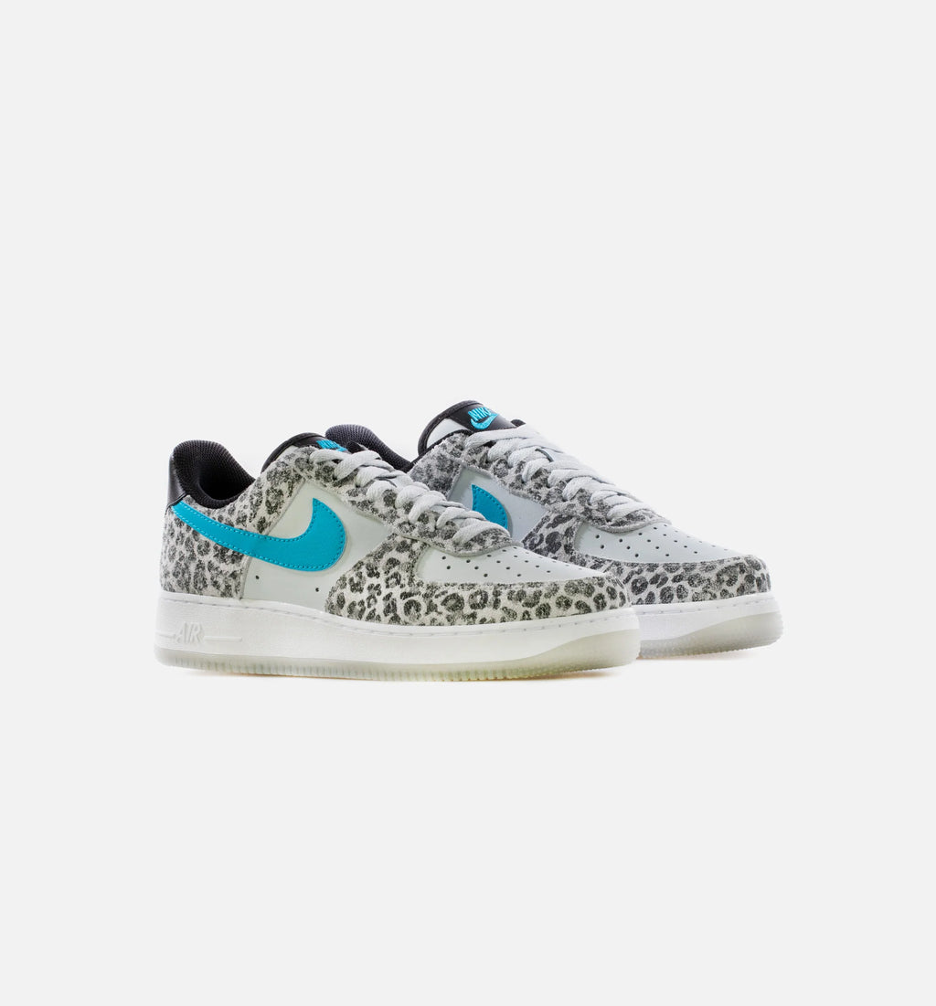 Air Force 1 07 Premium Mens Lifestyle Shoes Pure Platinum Black Particle Grey Light Blue Fury