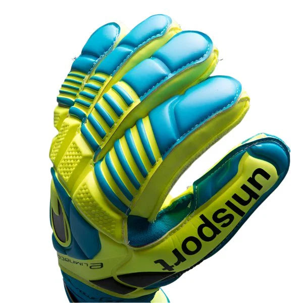 Uhlsport Eliminator Absolutgrip Goalkeeper Gloves Cyan Yellow