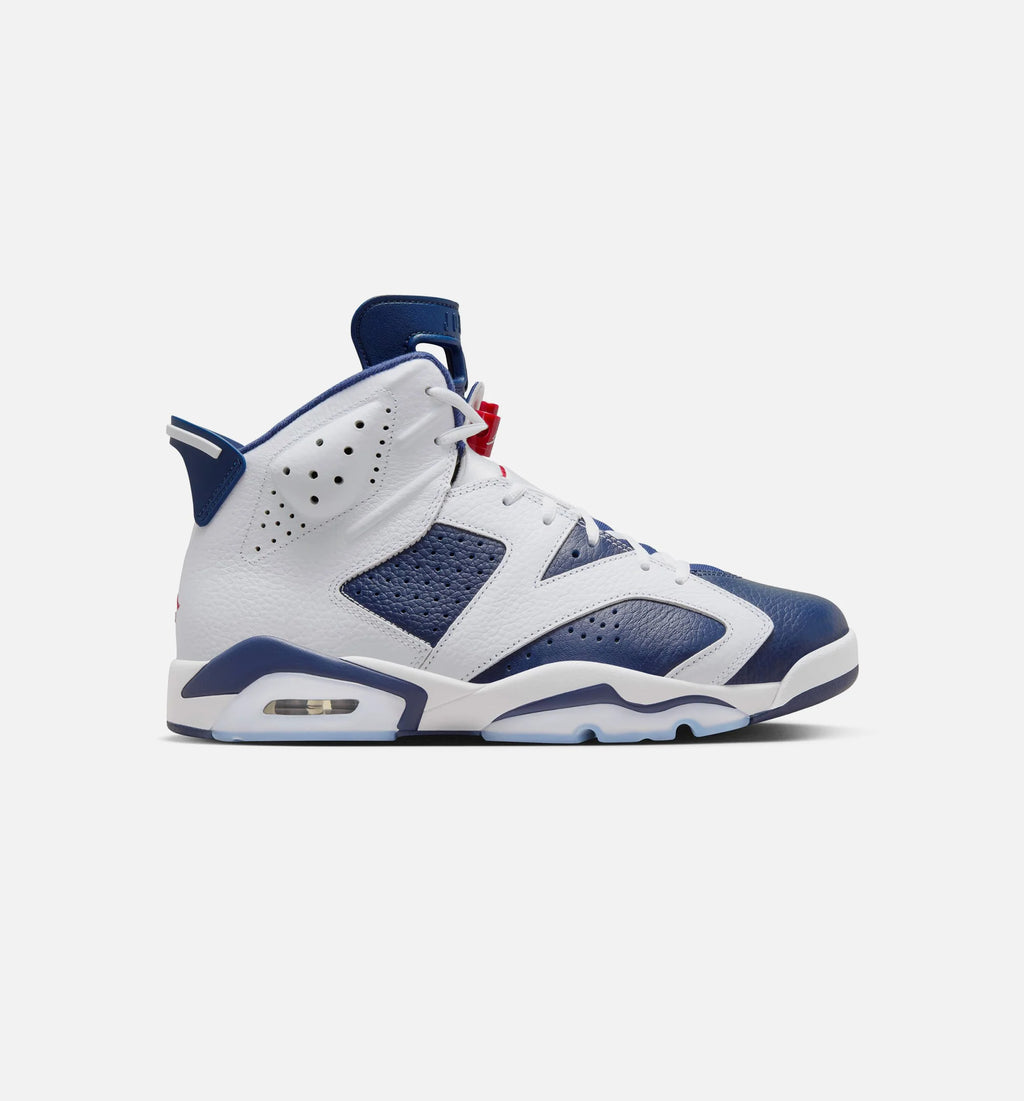 Air Jordan 6 Retro White and Midnight Navy Mens Lifestyle Shoe White Varsity Red Midnight Navy