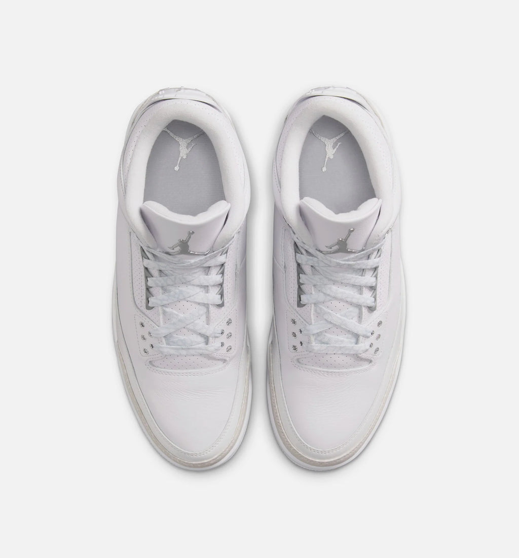 Air Jordan 3 Retro White And Silver Mens Lifestyle Shoe White Metallic Silver
