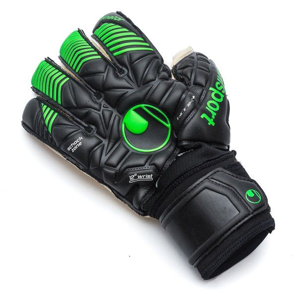 Uhlsport Eliminator Absolut Grip Bionik Goalkeeper Gloves Black Fluo Green