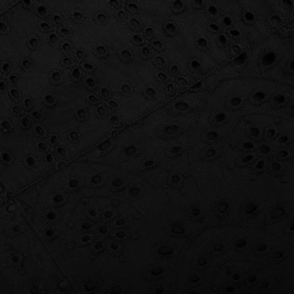 Lace Button Up Black