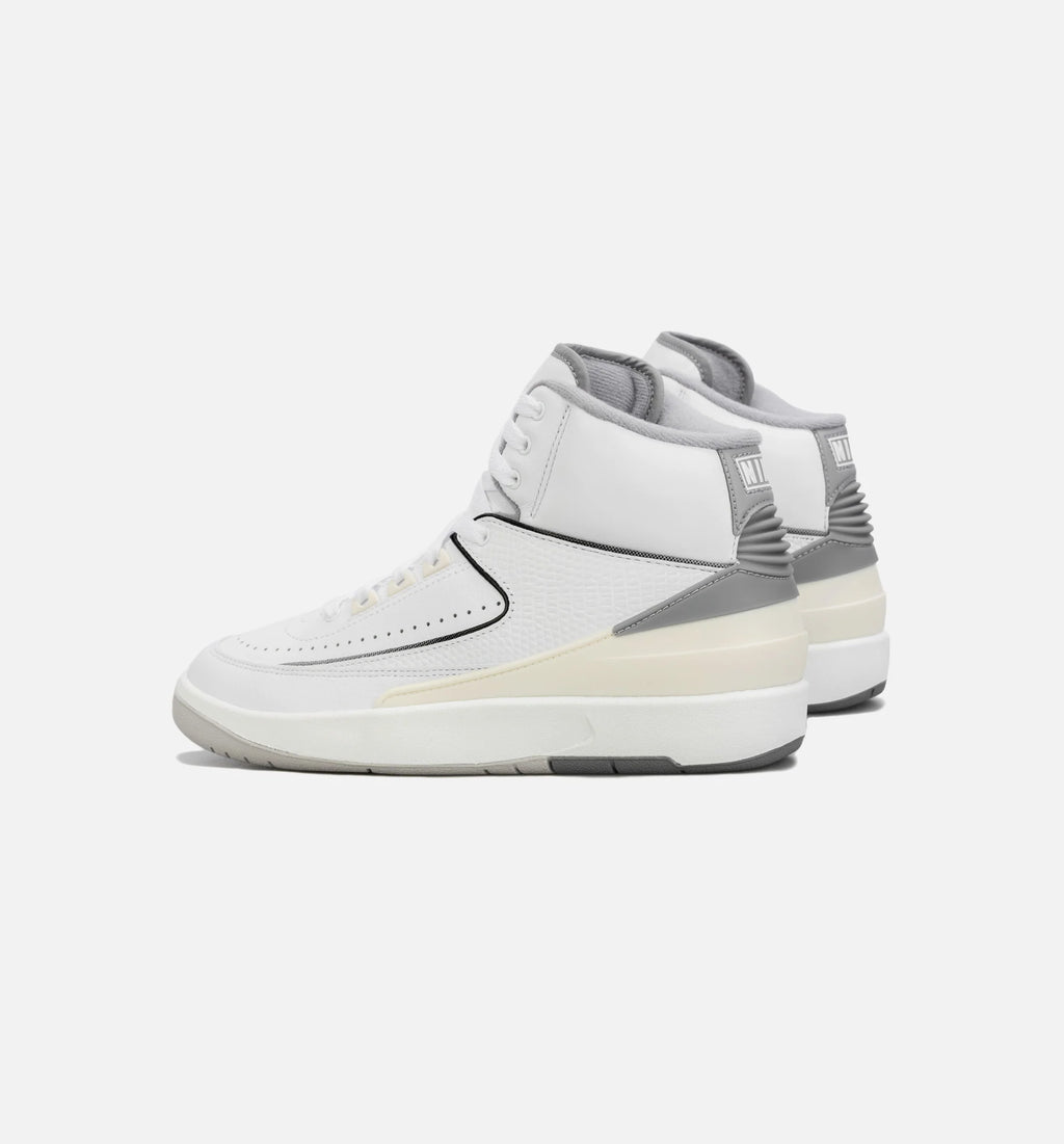 Air Jordan 2 Retro Cement Grey Grade School Lifestyle Shoe White Grey