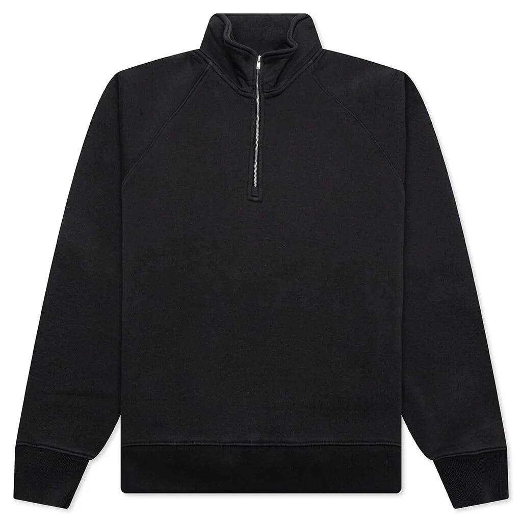 Fleece Raglan Zip Mock Washed Black