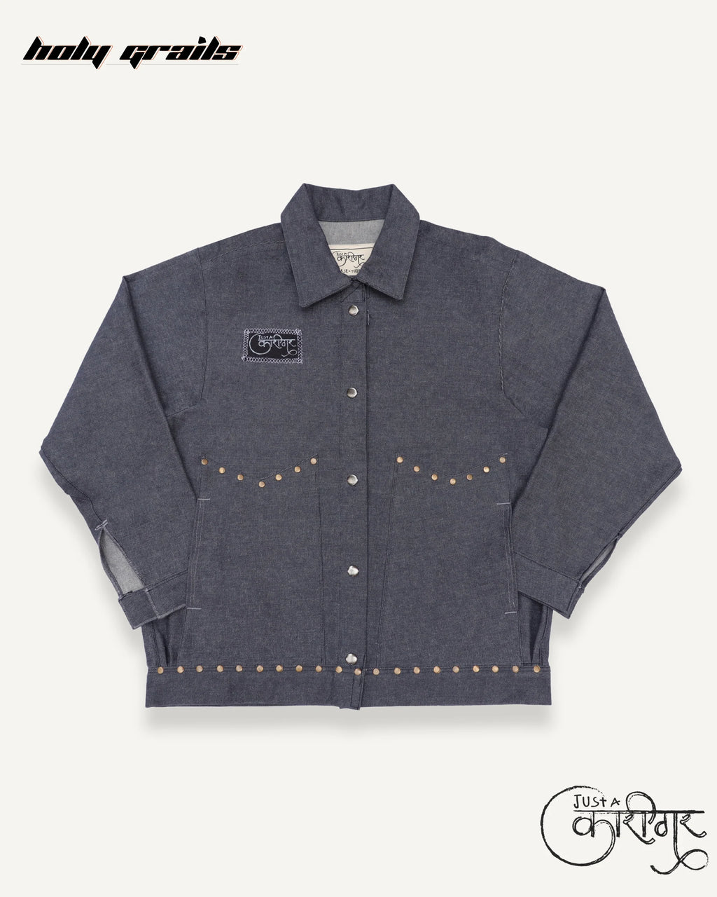 Vintage Rock Dark Grey Denim Jacket HG x Just A Karigar